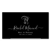 Abstracte Kalligrafie Script Make-up & Hair Salon Magnetisch Visitekaartje (Voorkant)