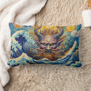 Abstracte Kanagawa golf Oni demon Van Gogh mix Kussen