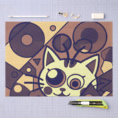 Abstracte kat kunst bruin beige tissuepapier (Craft)