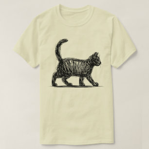 Abstracte Kat Lijn Kunst Minimalistische Krabbel K T-shirt