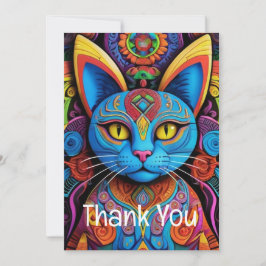 Abstracte kat met gele ogen bedankkaart