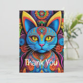 Abstracte kat met gele ogen bedankkaart (Staand voorkant)