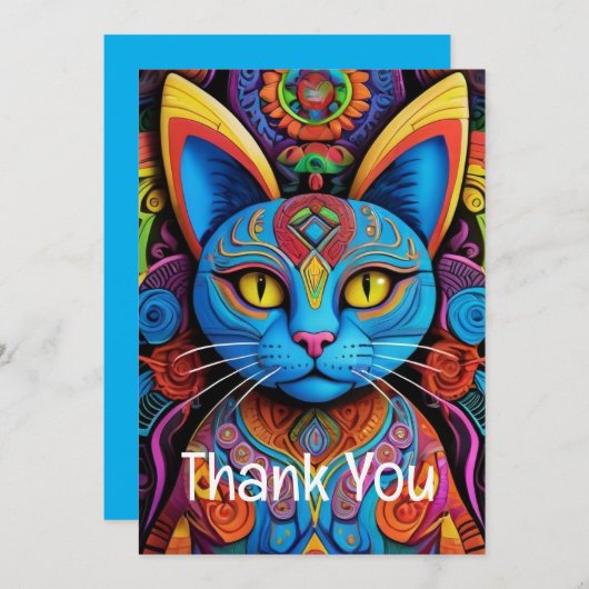 Abstracte kat met gele ogen  bedankkaart (Voorkant / Achterkant)