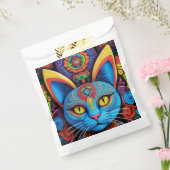 Abstracte kat met gele ogen bedankzakje (Gezegeld)