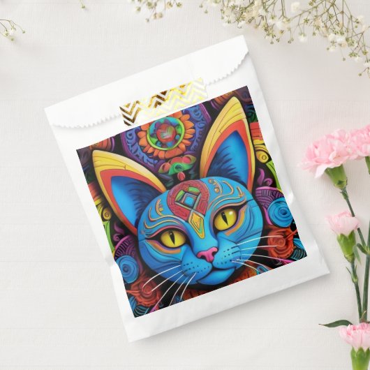 Abstracte kat met gele ogen bedankzakje (Gezegeld)