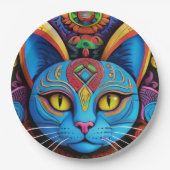 Abstracte kat met gele ogen papieren bordje (Voorkant)