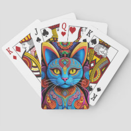 Abstracte kat met gele ogen pokerkaarten