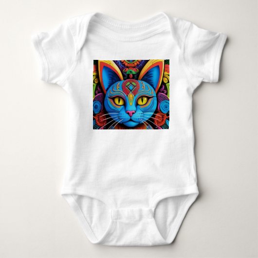 Abstracte kat met gele ogen romper (Voorkant)