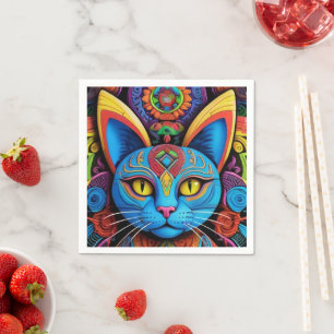 Abstracte kat met gele ogen servet