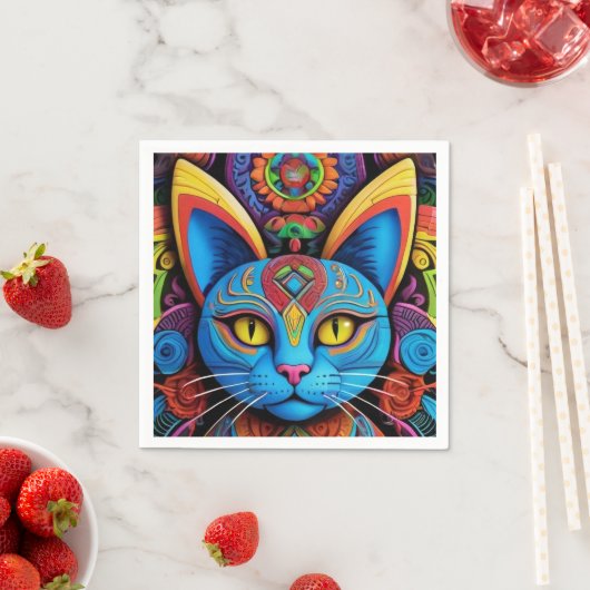 Abstracte kat met gele ogen servet (Insitu)