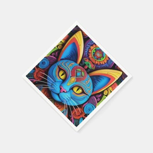 Abstracte kat met gele ogen servet (Hoek)