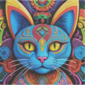 Abstracte kat met gele ogen sticker (Voorkant)