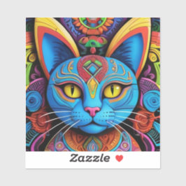 Abstracte kat met gele ogen sticker