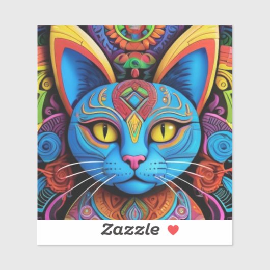 Abstracte kat met gele ogen sticker (Vel)