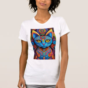Abstracte kat met gele ogen t-shirt
