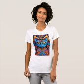 Abstracte kat met gele ogen t-shirt (Voorkant volledig)