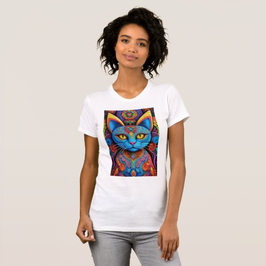 Abstracte kat met gele ogen t-shirt (Voorkant volledig)