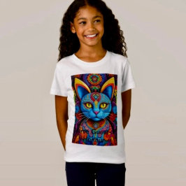 Abstracte kat met gele ogen t-shirt