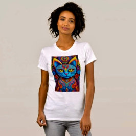 Abstracte kat met gele ogen t-shirt