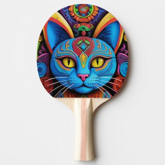 Abstracte kat met gele ogen tafeltennisbatje (Voorkant)