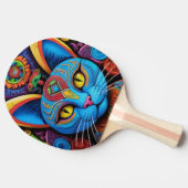 Abstracte kat met gele ogen tafeltennisbatje (Zijkant)