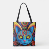 Abstracte kat met gele ogen tote bag (Achterkant)