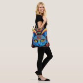 Abstracte kat met gele ogen tote bag (Op model)