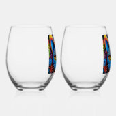 Abstracte kat met gele ogen     wijnglas zonder voet (Rechts)