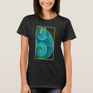 Abstracte kat op Fibonacci Golden Spiral T-shirt