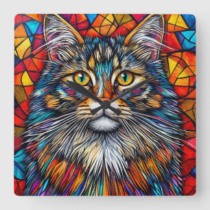 Abstracte Kat Stijlvol Huisdecoratie Cadeau voor K Vierkante Klok