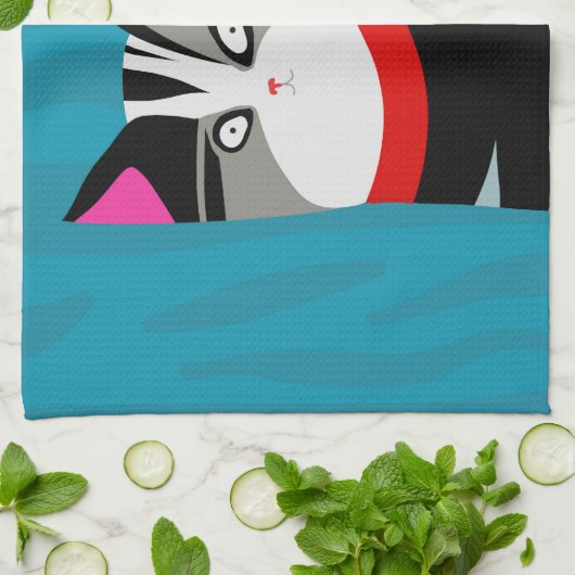 Abstracte kat theedoek (Gevouwen)