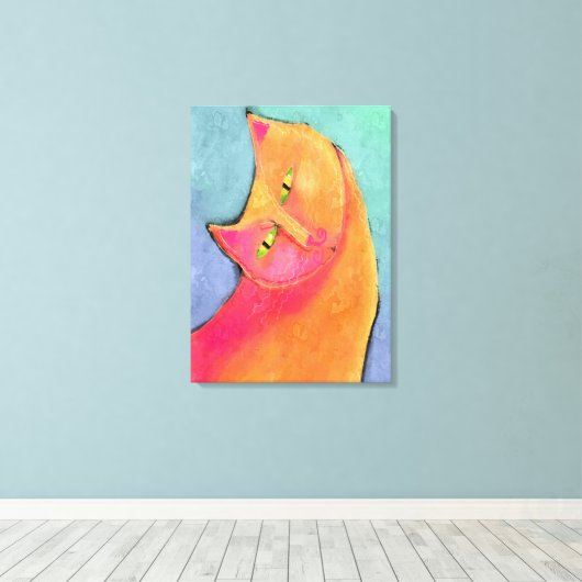 Abstracte kat van handbediende jongen canvas afdruk (Insitu (Houten vloer))