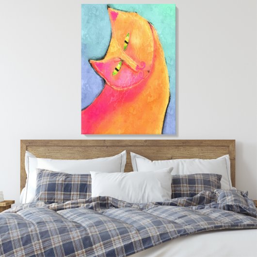 Abstracte kat van handbediende jongen canvas afdruk (Insitu (Slaapkamer))