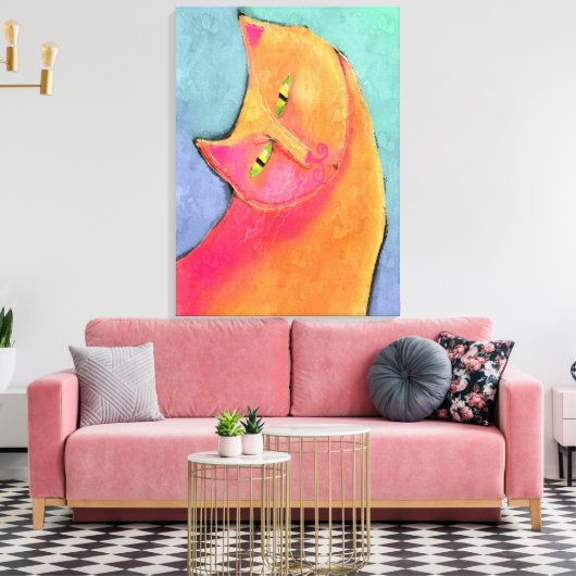 Abstracte kat van handbediende jongen canvas afdruk (Insitu (Woonkamer))