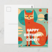 Abstracte kat verjaardagskaart uit het midden van briefkaart (Voorkant / Achterkant)