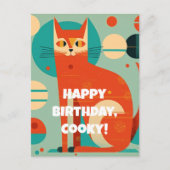 Abstracte kat verjaardagskaart uit het midden van briefkaart (Voorkant)