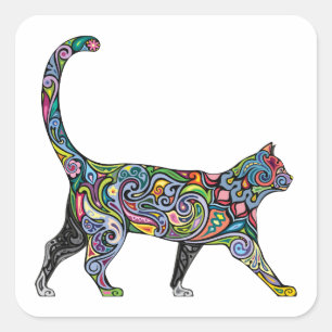 Abstracte kat vierkante sticker