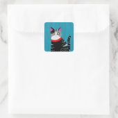Abstracte kat vierkante sticker (Tas)