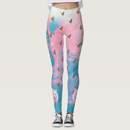 Abstracte Kat Vlinder Leggings (Voorkant)