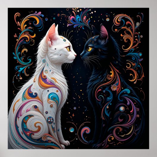Abstracte katten kunst poster (Voorkant)