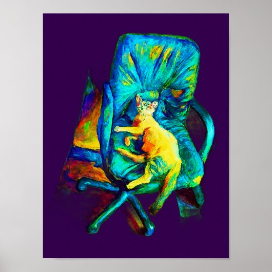 ABSTRACTE KATTENKUNST EXTRA KLEURRIJK VAN SIXSOX POSTER (Voorkant)