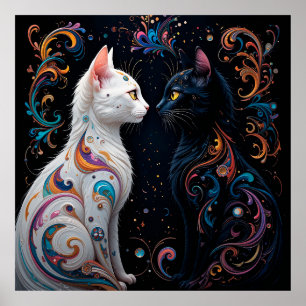 Abstracte kattenkunst poster