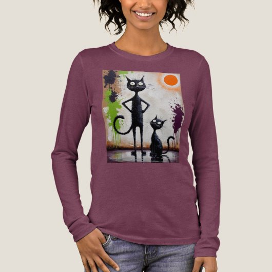 Abstracte kattenkunst T-shirt moderne kleuren (Voorkant)