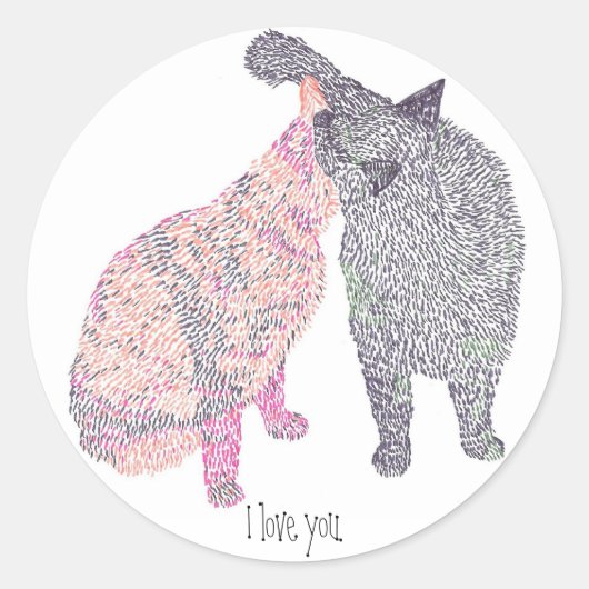 Abstracte Kattenkus 1, ik hou van je stickers (Voorkant)