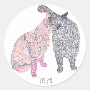 Abstracte Kattenkus 1, ik hou van je stickers