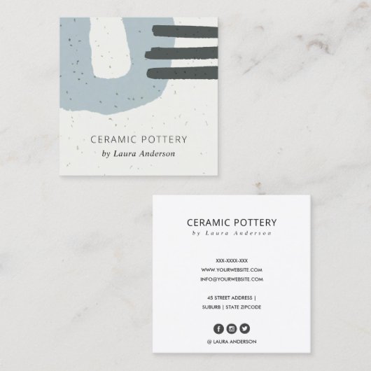 ABSTRACTE KERAMISCH KERAMISCHE TEXTUURBLAUW, GESPE VIERKANTE VISITEKAARTJE (Voorkant / Achterkant)
