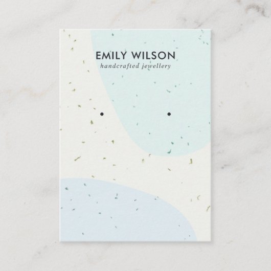 ABSTRACTE KERAMISCHE BLAUWE WAVE STUD EARRING DISP VISITEKAARTJE (Voorkant)