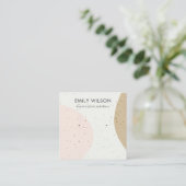 ABSTRACTE KERAMISCHE BLUSH OKER OORBEL DISPLAY VIERKANTE VISITEKAARTJE (Staand voorkant)