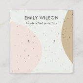 ABSTRACTE KERAMISCHE BLUSH OKER OORBEL DISPLAY VIERKANTE VISITEKAARTJE (Voorkant)