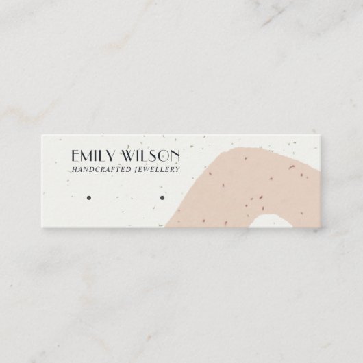 ABSTRACTE KERAMISCHE BLUSH PEACH STUD OORBEL DISPL MINI VISITEKAARTJE (Voorkant)